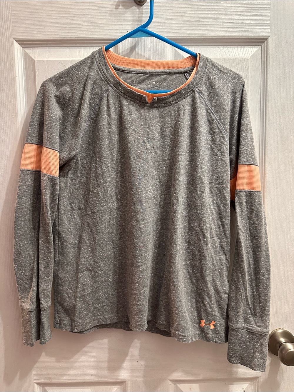 Under Armour Gray Long Sleeve Top with Peach/orange Accents